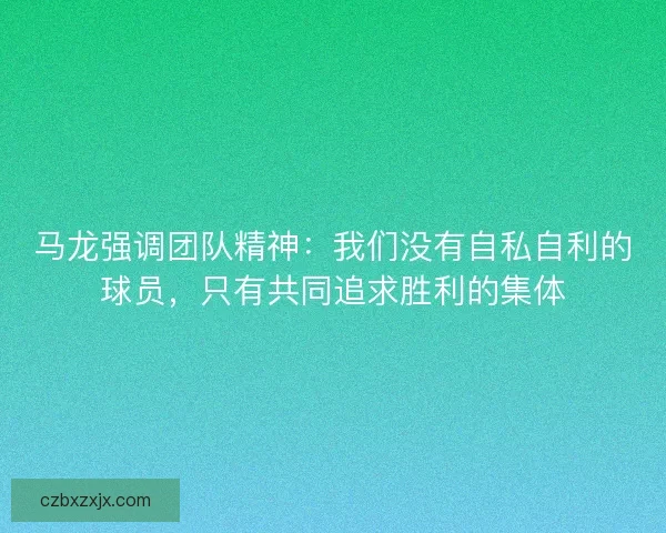 马龙强调团队精神：我们没有自私自利的球员，只有共同追求胜利的集体